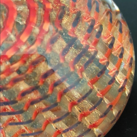 HANDBLOWN PAPERWEIGHT PERSIMMON/GOLD METALLIC - Picture 8 of 11